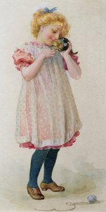 Kleines Mädchen mit einem Kätzchen