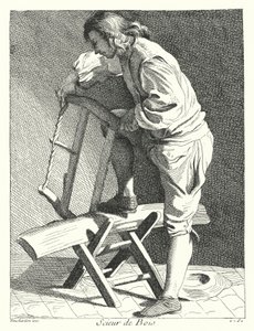 Holzsäger (Gravur) von Edmé (after) Bouchardon