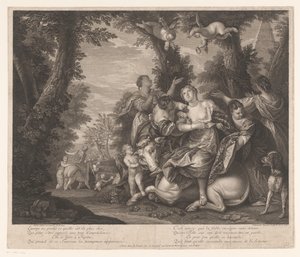 Europa und Jupiter in einer Landschaft mit Bäumen von Edme Jeaurat