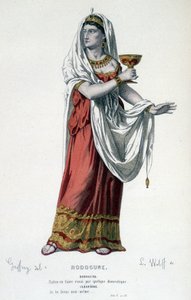 Die Figur der Kleopatra in der Tragödie Rodogune Prinzessin der Parther - Gesamttheater: (Sammlung von Stücken von Corneille) Zeichnung von Geffroy, Gravur von L. Wolff - ed. Laplace, Sanchez et Cie, Paris 1884