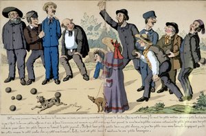 Kleinbürger spielen Kugeln - Sozialkarikatur von Lavrate von Edmond Lavrate