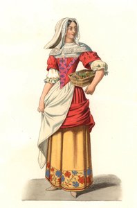 Französischer Bauer 17. Jahrhundert, nach einem Stich von Jean Saint Jean - Lithographie nach einer Illustration von Edmond Lechevallier-Chevignard (1825-1902), aus „Costumes historiques des 16. Jahrhunderts“
