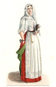 Französische Frau im Morgenkleid