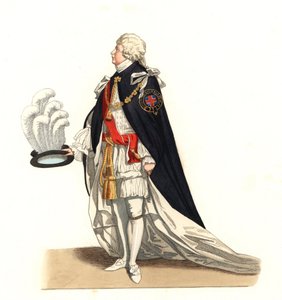 George Frederic Auguste (1727-1760), Prinz von Wales, England 18. Jahrhundert - Lithographie basierend auf einer Illustration von Edmond Lechevallier-Chevignard (1825-1902), aus „Historische Kostüme des 16. Jahrhunderts“