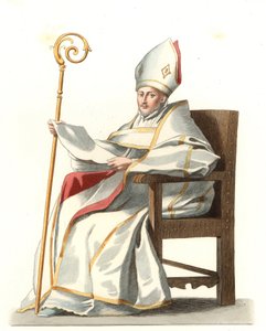 Spanischer Bischof 16. Jahrhundert, basierend auf einem Gemälde von Bartolome Murillo (1617-1682) - Lithografie basierend auf einer Illustration von Edmond Lechevallier-Chevignard (1825-1902), aus 
