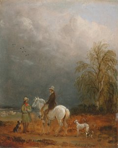 Ein Reisender und ein Schäfer in einer Landschaft von Edmund Bristow