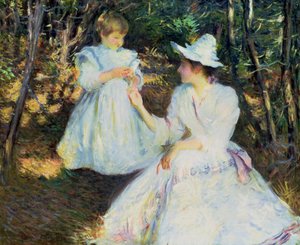Mutter und Kind im Kiefernwald, ca. 1893 von Edmund Charles Tarbell