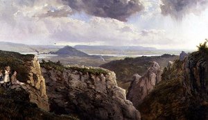 Die Elbor-Felsen in Richtung Glastonbury, mit dem Künstler E.J. Niemann, gemalt von A.F. de Prades