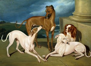 Windhunde und ein Königsspaniel, 1837