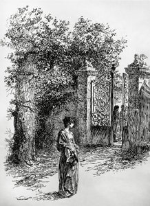 Frau vor einem Tor, Illustration für Der Sturm, Satet, Turin