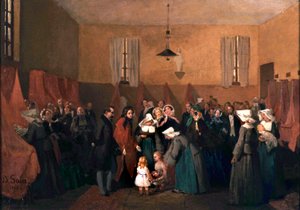 Besuch von Napoleon III. und Eugenia in der Krippe von Schwester Rosalie von Edouard Alexandre Sain