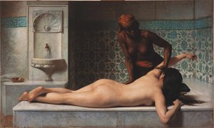 Massage, Hammamszene, 1883 von Edouard Debat Ponsan