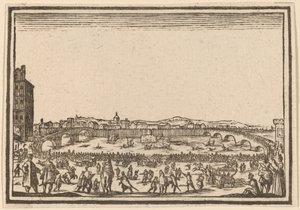 Feuerwerk auf dem Arno, Florenz von Edouard Eckman after Jacques Callot