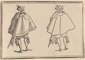 Herr im großen Mantel, von hinten gesehen von Edouard Eckman after Jacques Callot