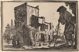 Hirte und Ruinen von Edouard Eckman after Jacques Callot