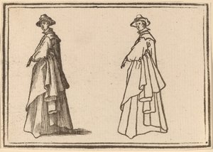 Stehende Frau in einem großen Mantel von Edouard Eckman after Jacques Callot
