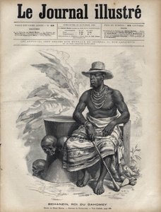 Porträt von Behanzin (1844-1900), König von Dahomey (Benin) - Gravur von Navellier in „The Illustrous Diary“ von 1892