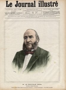 Porträt von Jules Emile (Jules-Emile) Pean (1830-1898), französischer Chirurg - Gravur von Navellier in „The Illustrous Diary“ von 1892