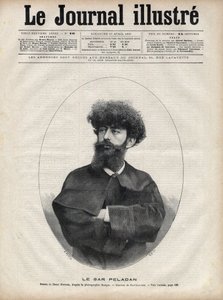 Der Sar Merodack Josephin Peladan, Pseudonym von Josephin Peladan (1858-1918) französischer Schriftsteller und Okkultist - Gravur von Navellier in „The Illustrous Journal“ von 1892