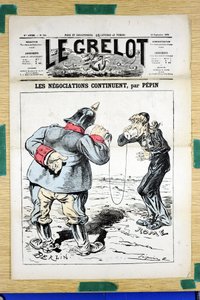 Cover von „Le Grelot“, Nummer 388, satirisch in Farben von Edouard Guillaumin Pepin