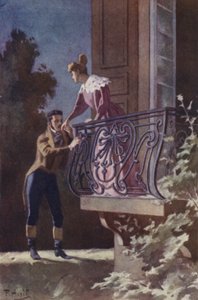 Ich fand ihn dort stehen, seine Hand ruhte auf einer Ecke meines Balkons von Edouard Henri Avril