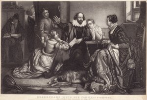Shakespeare mit seiner Familie in Stratford-upon-Avon, rezitiert die Tragödie von Hamlet von Edouard Jean Conrad Hamman