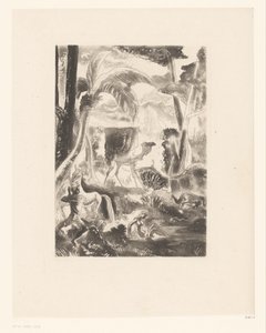 Landschaft mit Palmen und badenden Figuren von Edouard Léon Louis Edy Legrand (attributed to)