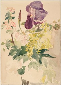 Blumenstück mit Iris, Goldregen und Geranie, 1880 von Édouard Manet