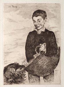 Der Junge mit dem Hund, mit dem Korb
