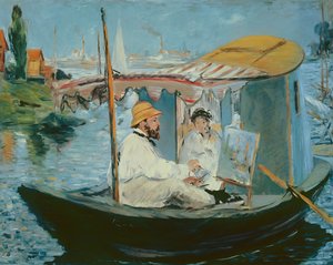 Monet in seinem schwimmenden Atelier