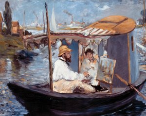 Monet malt in seinem Atelier