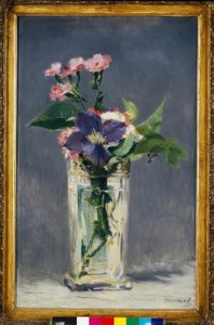 Nelken und Clematis in einer Kristallvase von Édouard Manet