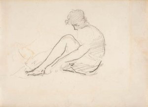 Sitzende Frau (Eine leichte Skizze eines Männerkopfes) von Édouard Manet