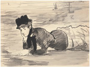 Frau, die am Strand liegt. Annabel Lee von Édouard Manet