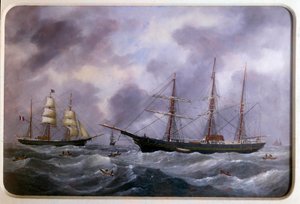 Schiffe beim Fischen auf der Neufundlandbank im Jahr 1885 von Edouard Marie Adam