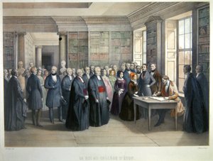 König Louis-Philippe unterschreibt das Gästebuch während seines Besuchs am Eton College am 10. Dezember von Edouard Pingret