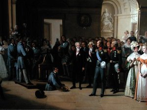 Zar Alexander I. (1777-1825) besucht das Pariser Hotel de La Monnaie am 25. Mai 1814 von Edouard Pingret