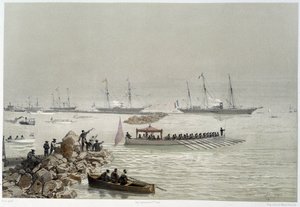 Ankunft der Souveräne in Suez in „Einweihung des Suezkanals“ von G. Nicole. 1869