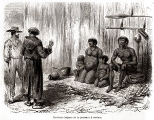 Christliche Evangelisierung einer Familie von Yahuas Orejones Indianern in Peru von Edouard Riou