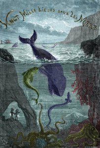 Gravur des Buches von Jules Verne „Zwanzigtausend Meilen unter dem Meer“ von Edouard Riou