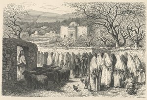 Marabout und Prozession: Tlemcen, graviert von Henri Theophile Hildibrand (1824-97)