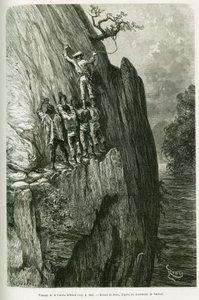 Passage der Cuesta Infernal. Gravur von Riou zur Illustration der Geschichte Voyage dans le delta du Pilcomayo et de Buenos Aires a Sucre