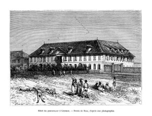 Das Gouverneurshaus, Cayenne, Französisch-Guayana, Südamerika, 19. Jahrhundert