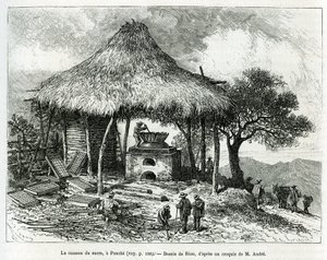 Der Zuckerbackofen, in Panche (Kolumbien), Zeichnung von Riou, zur Illustration der Geschichte von Equinoxiale America (Kolumbien, Ecuador, Peru), 1875-1876, von Ed. Andre, Reisemission beauftragt von der französischen Regierung. Gravur in „Le tour du mond von Edouard Riou