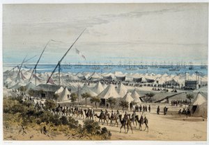 Der Hafen von Ismalia und das Lager der Gäste bei der Einweihung des Suezkanals - in „Durch den Isthmus von Suez“ von Riou, Marius Fontaine