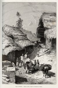 Typen von Pakhala (Elfenbeinküste). Gravur von Riou zur Illustration der Geschichte „Vom Niger zum Golf von Guinea“ von Hauptmann Louis Gustave Binger (1856-1936), veröffentlicht in Le Tour du monde von Edouard Riou
