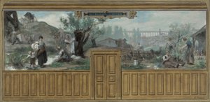 Skizze für das Rathaus von Arcueil-Cachan: Die Arbeiten von Arcueil, zwischen 1887 und 1888 von Edouard Vimont