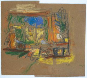 Blick durch ein Fenster in ein Zimmer