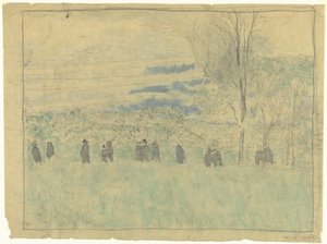 Landschaft mit Spaziergängern: Trauerzug (?) von Edouard Vuillard