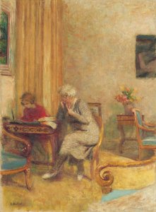 Madame Hessel und Lulu im kleinen Salon der Clayes, c.1934-1935 von Edouard Vuillard